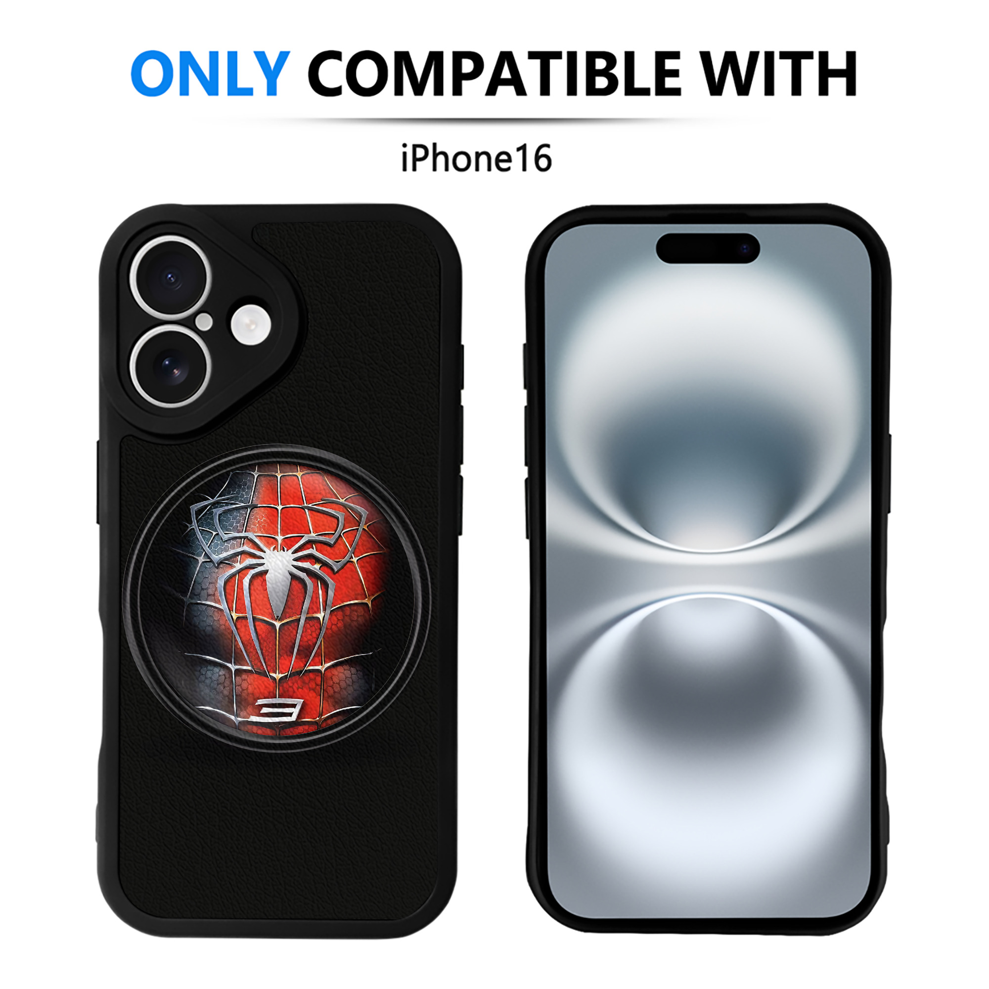 （画像用） Spider Man スパイダーマン 【iPhone 16シリーズ対応】シリコンスマホケース（レザー調） 材質：シリコン